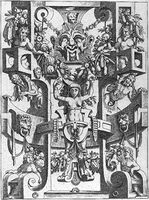 Композиция из серии «Гротески с рольверками». 1546. Гравюра резцом