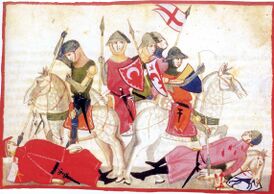 Миниатюра «Убийство Корсо Донати» из «Новой хроники» Джованни Виллани, XIV век