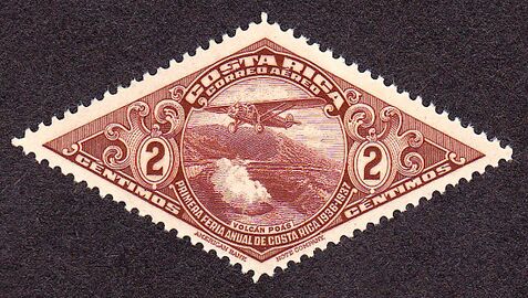 1937, ромбовидной формы: вулкан Поас. Марка посвящена 1-й ежегодной ярмарке Коста-Рики