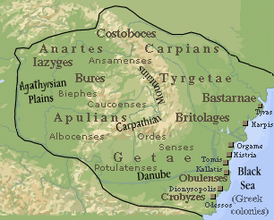 Дакийское царство при Буребисте, около 82 года до н. э.