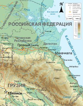 Физическая карта Дагестана