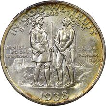 Памятная монета (50 центов), выпущенная в честь двухсотлетия со дня рождения Буна; 1934—1938 годы.