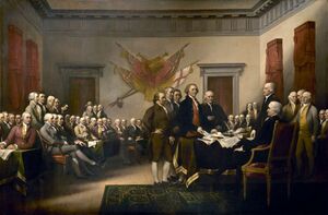 Комитет пяти презентует текст декларации независимости США 28 июня 1776 года. Картина Джона Трамбулла, 1819.