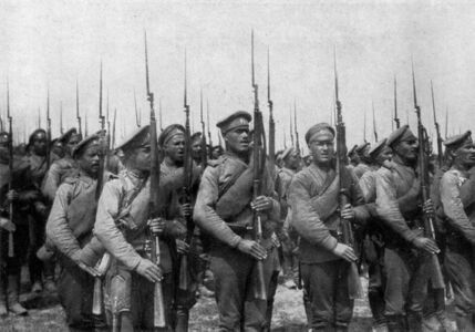 Русская пехота начала XX века, штыки примкнуты