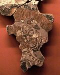 Демон с тремя глазами и черепами в волосах. Кала-и Кахкаха I, Бунджикат, VIII-IX века, Национальный музей древностей Таджикистана, RTL 253