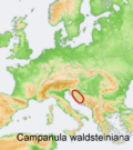 Distribution map Campanula waldsteiniana.png
