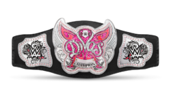 Дизайн пояса Чемпионка WWE среди Див в период с (августа 2014 по апрель 2016), с боковыми пластинами по умолчанию