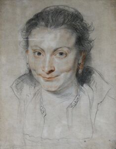 Портрет Изабеллы Брант. Эскиз. 1623. Бумага, чёрный мелок, перо и коричневые чернила Британский музей, Лондон