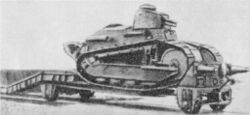 Польская бронедрезина типа «R» с танком «Renault FT-17». 1930-е годы.