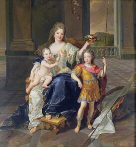 Воспитательница королевских детей мадам де Ла Ферте-Сентер с герцогом Бретонским (справа) и герцогом Анжуйским