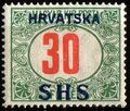 30 геллеров, надпечатка Загребской дирекции на марке венгерской почты, 1918