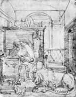 А. Дюрер. Святой Иероним в келье. 1511. Перо, тушь. Амброзианская библиотека, Милан