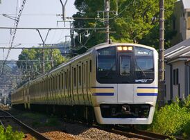 Электричка серии Е217 между станциями Камакура и Офуна