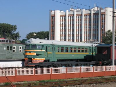 Секция электропоезда ЭР1-228 в Музее истории Калининградской железной дороги (до переименования)