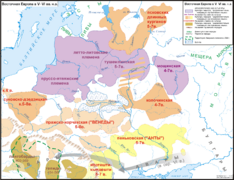 Карта балтийских и славянских археологических культур V—VI вв.