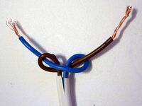 Underwriter's knot[en], Underwriter's knot[1], Two-strand wall knot, Electrician knot. Профессиональный узел. Уэстпортские электрики вяжут его в розетках. Это 2х прядное полуколесо[1]. [abok 219]