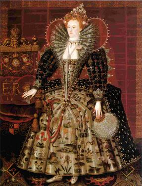 Неизвестный художник. Королева Елизавета I. Ок. 1599. Частное собрание. Юбка на каркасе фарзингейл