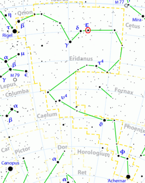 Местоположение Эпсилон Эридана