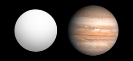 Сравнение размера Kepler-9 b с Юпитером.