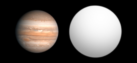 Сравнение размера Юпитера c XO-3 b.