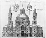 Проект фасада собора Святого Петра в Ватикане (чертёж на основе макета, 1548)