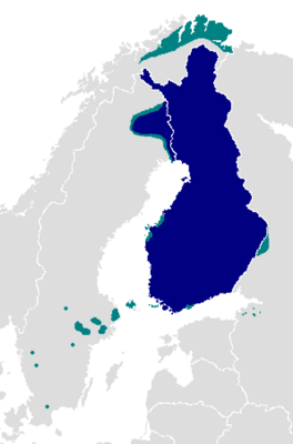      Финский язык имеет официальный статус.      Финский язык используется заметной частью населения.