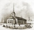 Начало XVIII века. Первая Исаакиевская церковь. Литография с рисунка О. Монферрана. 1710 год