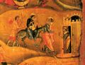Прибытие в Сотин (деталь иконы Рождество Христово, Синайский монастырь, XII век)
