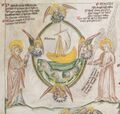 Ангелы держат ветра, миниатюра из «Апокалипсиса», ок. 1420