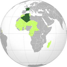 Темно-зелёный: Четвёртая французская республика Светло-зелёный: колонии Франции