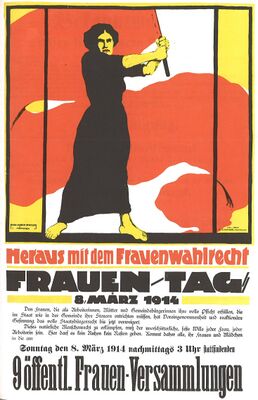 Немецкий плакат, посвящённый Международному женскому дню, 8 марта 1914 года