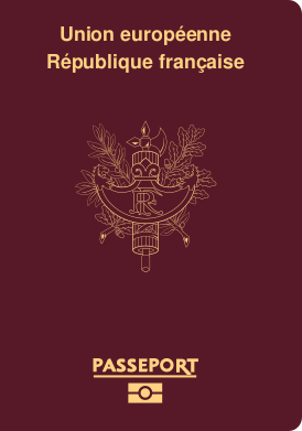 Лицевая сторона обложки биометрического паспорта гражданина Франции