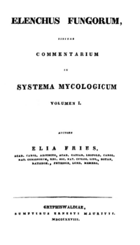 Титульный лист первого тома первого издания Elenchus fungorum (1828)