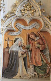 Святая Агнесса из Монтепульчано, получающая причастие от ангела