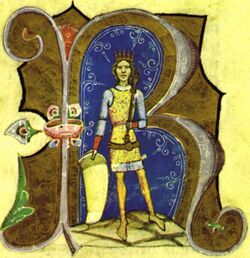 Король Геза II. Буквица из Венгерской иллюстрированной хроники