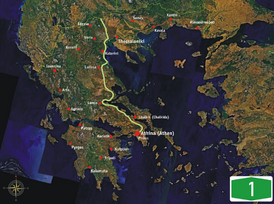 A 1 на карте Греции