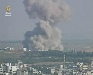Атака Израиля вызвала взрыв в жилой части сектора Газа (12 января 2009)