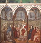 Giotto - Legend of St Francis - -17- - St Francis Preaching before Honorius III.jpg