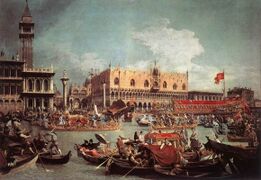 Canaletto (1730) - The venetian flag on the Bucintoro