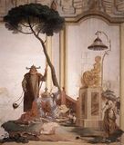 Дж. Б. Тьеполо. Подношение фруктов богине Луны. Деталь росписи. 1757. Вилла Вальмарана, Венето