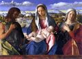 Джованни Беллини. Святое собеседование. Мадонна с Младенцем, Святым Иоанном Крестителем и святой