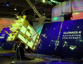 Glonass K Navigation Spacecraft model at Cebit 2011 Satellite, general view from the right.jpg