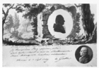 Силуэт и стихотворное посвящение Гёте в альбоме Антинга 7 сентября 1789 г. Репродукция из аукционного каталога 1929 года