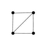 Исходный плоский граф: 4 вершины, 5 рёбер и 3 грани, [math]\displaystyle{ 4 - 5 + 3 = 2 }[/math]