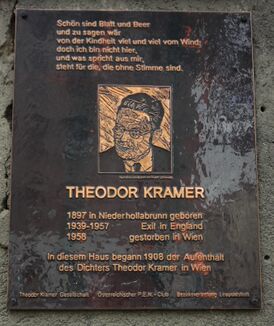 Памятная доска Теодору Крамеру в Вене