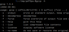 Скриншот программы gzip (GNU zip)