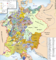 Карта Священной Римской империи 1400 года, отражающая региональное разнообразие немецкого общества