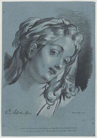Голова девушки. 1767. Тонированная бумага.Карандашная манера