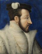 Л. Лимозен. Портрет короля Генриха II. Ок. 1555—1560. Деталь плакеты. Медь, живописная эмаль, золочение. Метрополитен-музей, Нью-Йорк