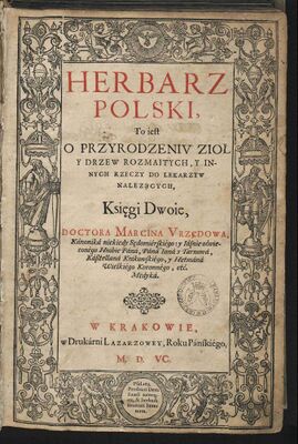 Титульная страница книги «Herbarz Polski»